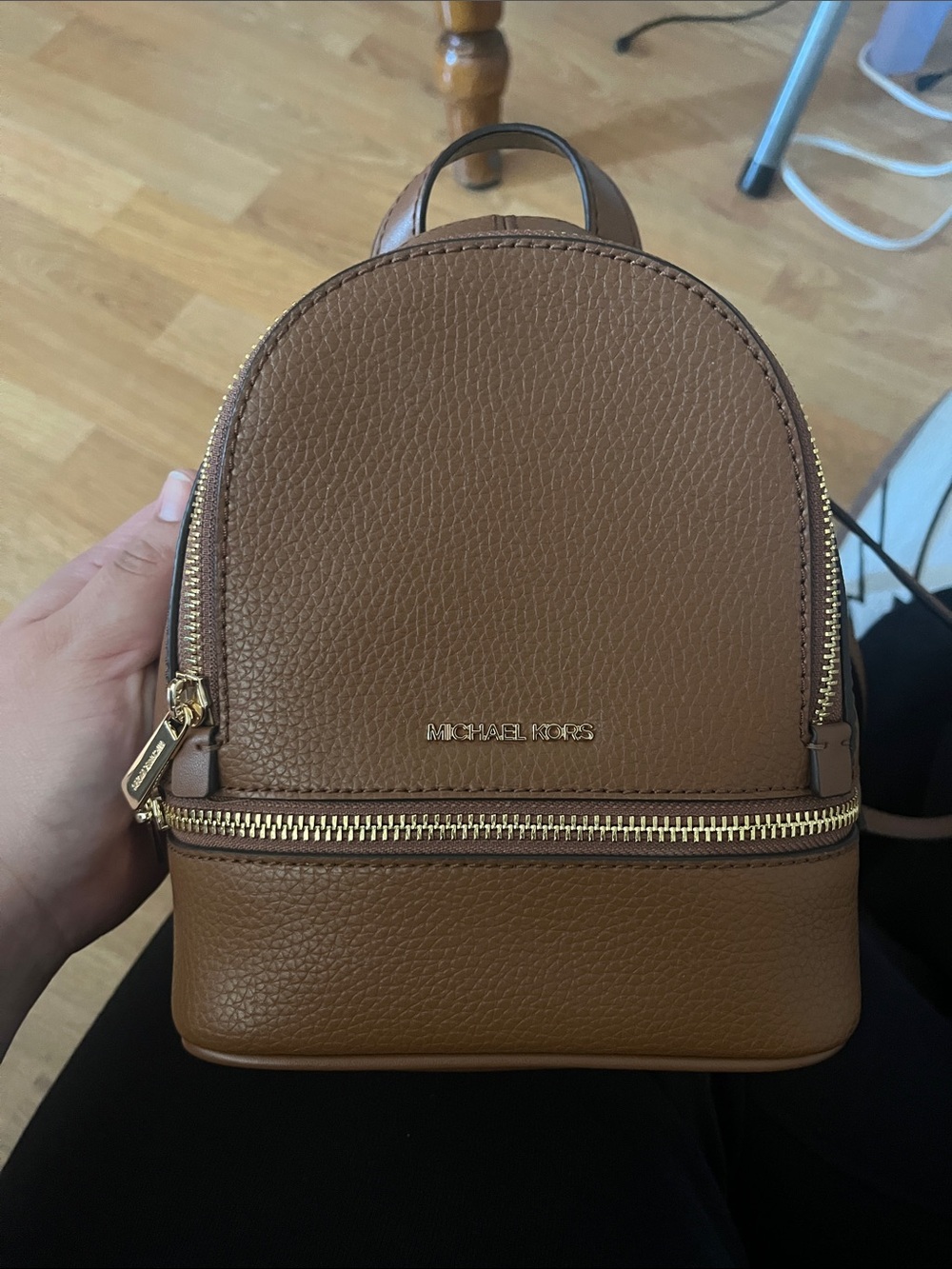 Michael Kors Cognac Pebbled Leather Mini Backpack